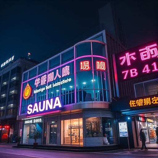广州桑拿店外观夜景