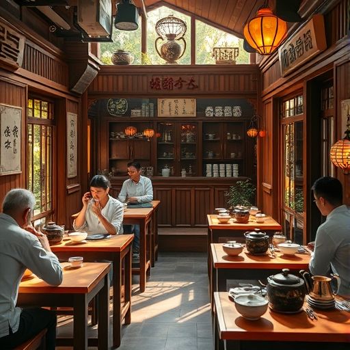 广州茶肆清晨景象