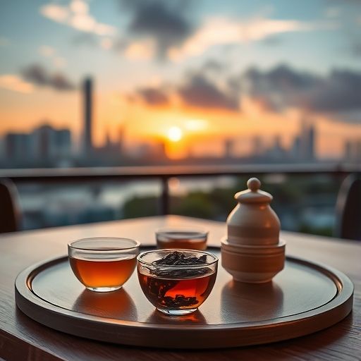 高端茶具与深圳天际线