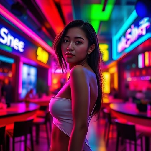 深圳夜场会所现代霓虹灯光氛围