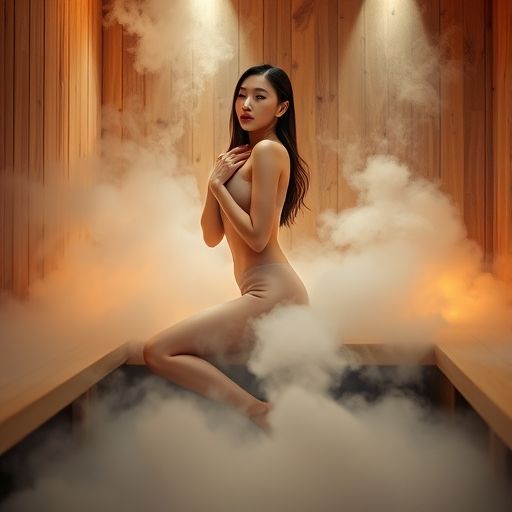 桑拿房内蒸汽缭绕，营造出舒适放松的氛围
