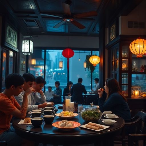 广州茶肆夜景