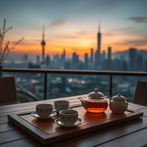 深圳高端茶具与城市天际线