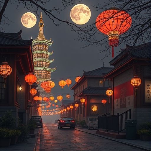 庭院夜晚氛围