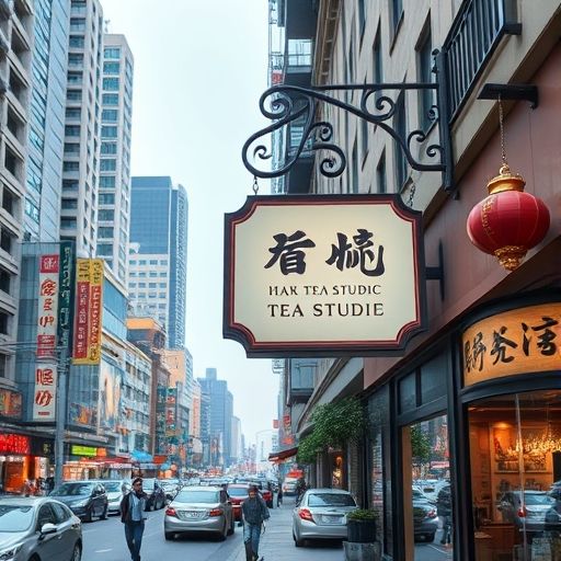 广州街头喝茶工作室招牌