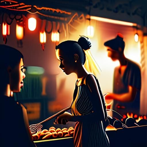 夜市美食诱人烧烤