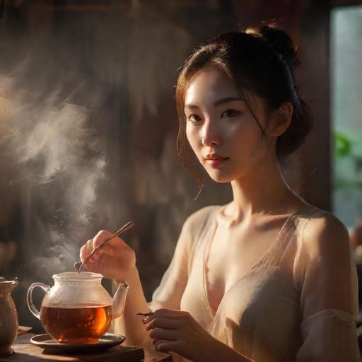 新茶冲泡时的清澈汤色