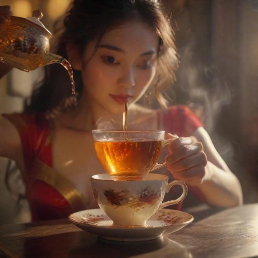 茶汤缓缓流入茶杯