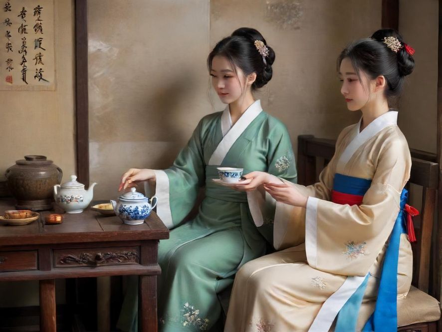 广州天河区一间高端茶社的私密包厢，装潢典雅，灯光柔和，营造出舒适的氛围。