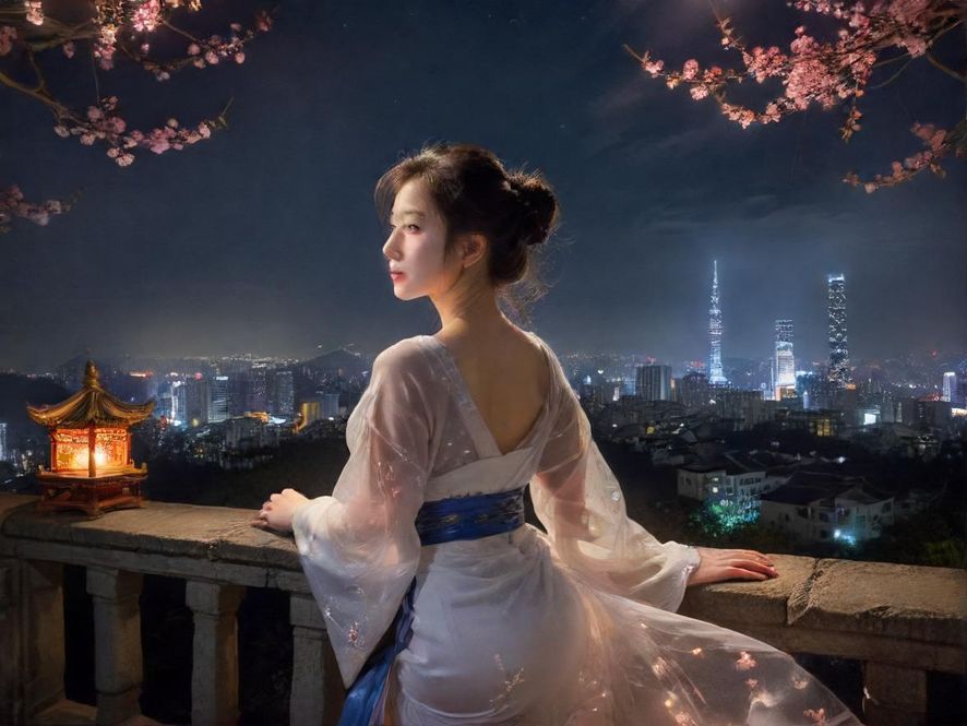 广州夜场会所的霓虹灯光与都市夜景