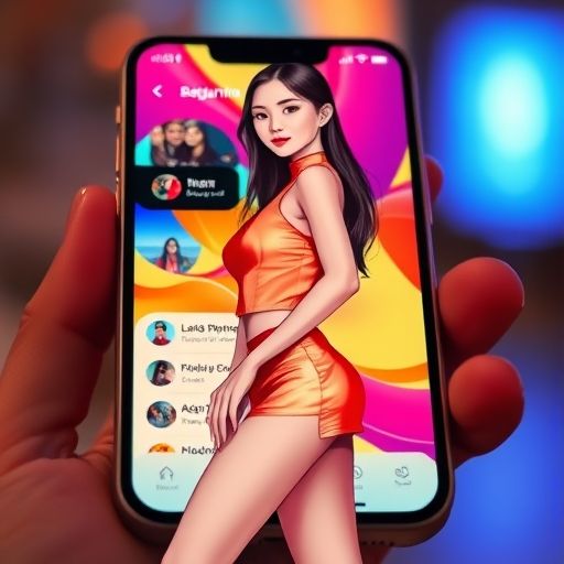 手机屏幕上显示休闲娱乐论坛帖子的插画