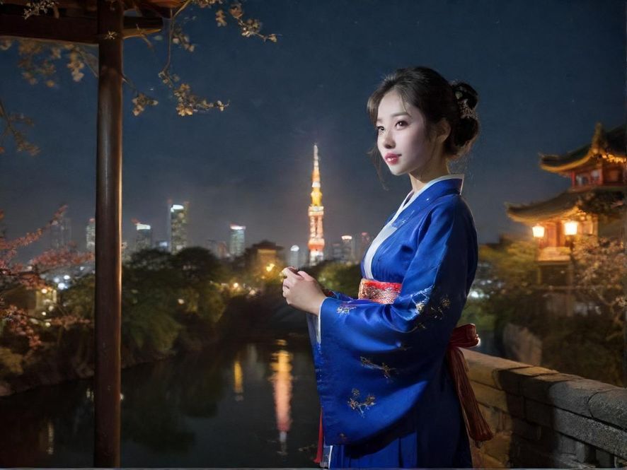 广州繁华夜景，霓虹灯闪烁的商业区，展现都市活力