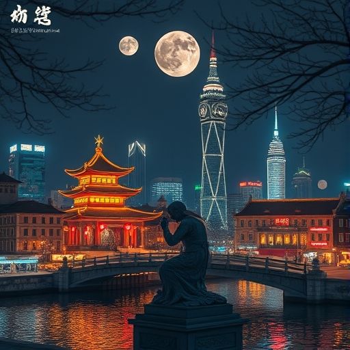 赛博朋克风格的城市夜景，暗示着隐藏的精彩
