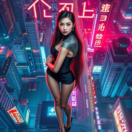 城市夜景霓虹闪烁