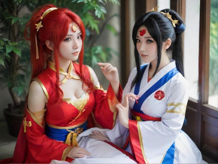 一位身着华丽Cosplay服装的女性，在充满现代奢华感的私人包厢中，周围环绕着柔和梦幻的灯光，营造出私密而独特的氛围。