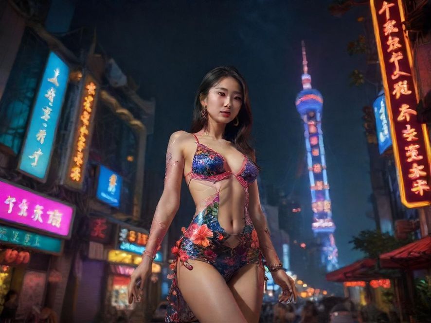 广州璀璨夜色下的娱乐街区