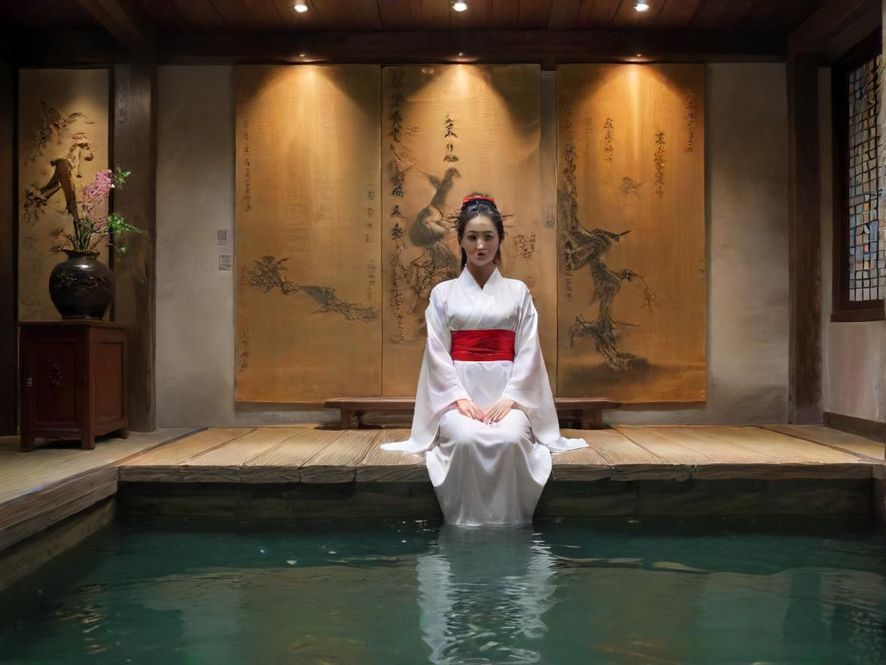 一间装修豪华现代的休闲会所内部桑拿洗浴区