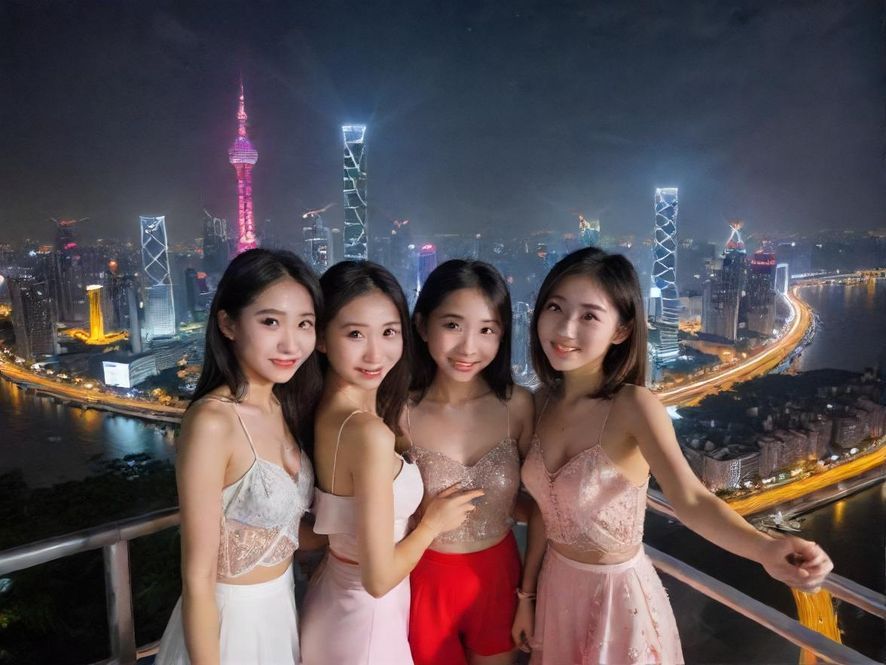 广州夜景 俯视视角 璀璨灯光 繁华都市