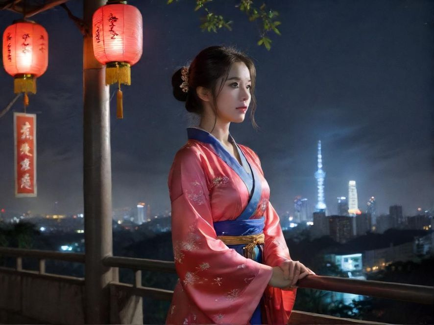 广州夜色中的一条小巷，透着一丝神秘感