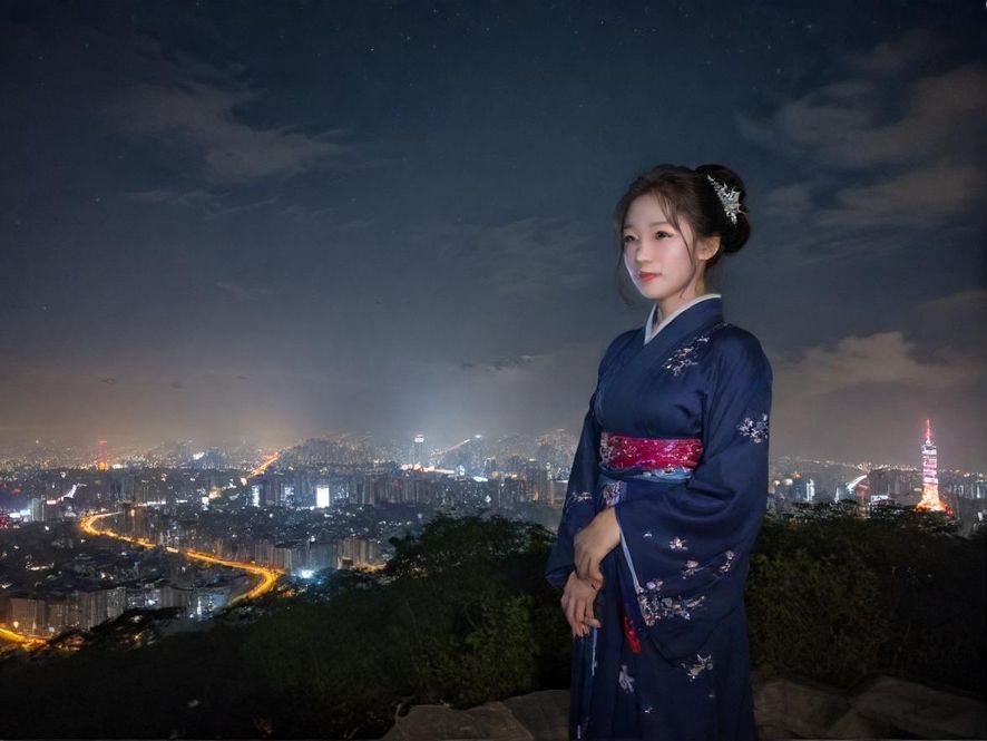 深圳绚丽的城市夜景，高楼林立