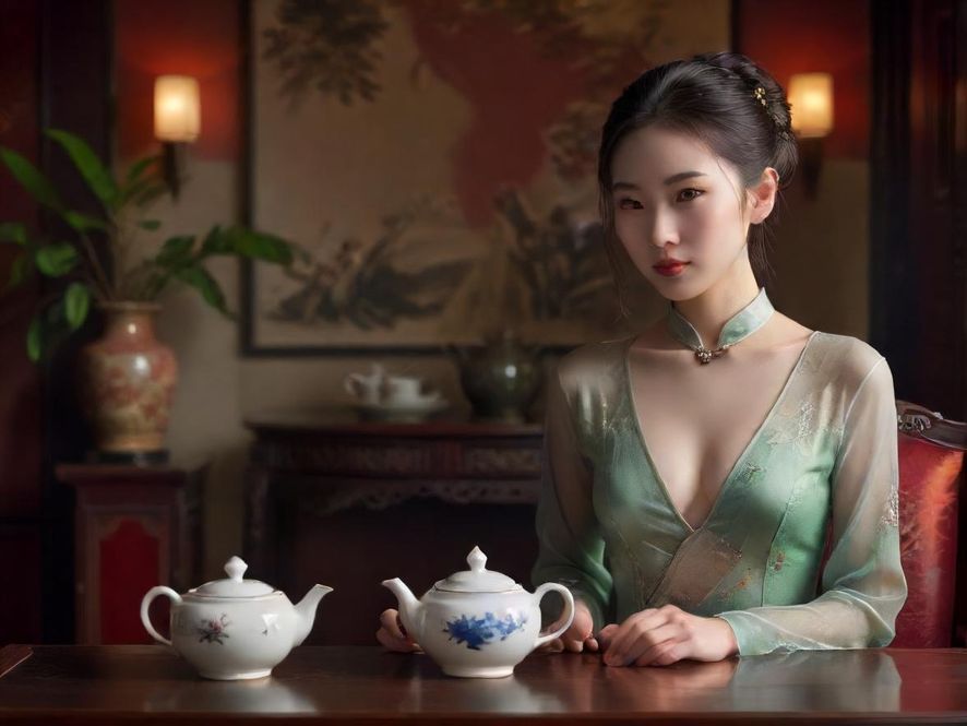私密会所内的茶具一角