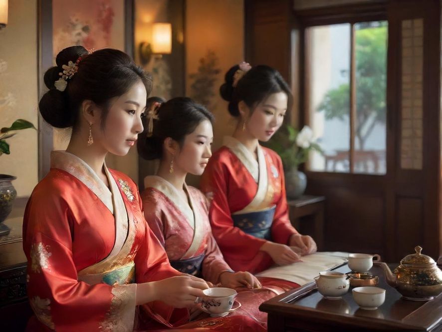 茶凤楼茶艺师优雅表演场景