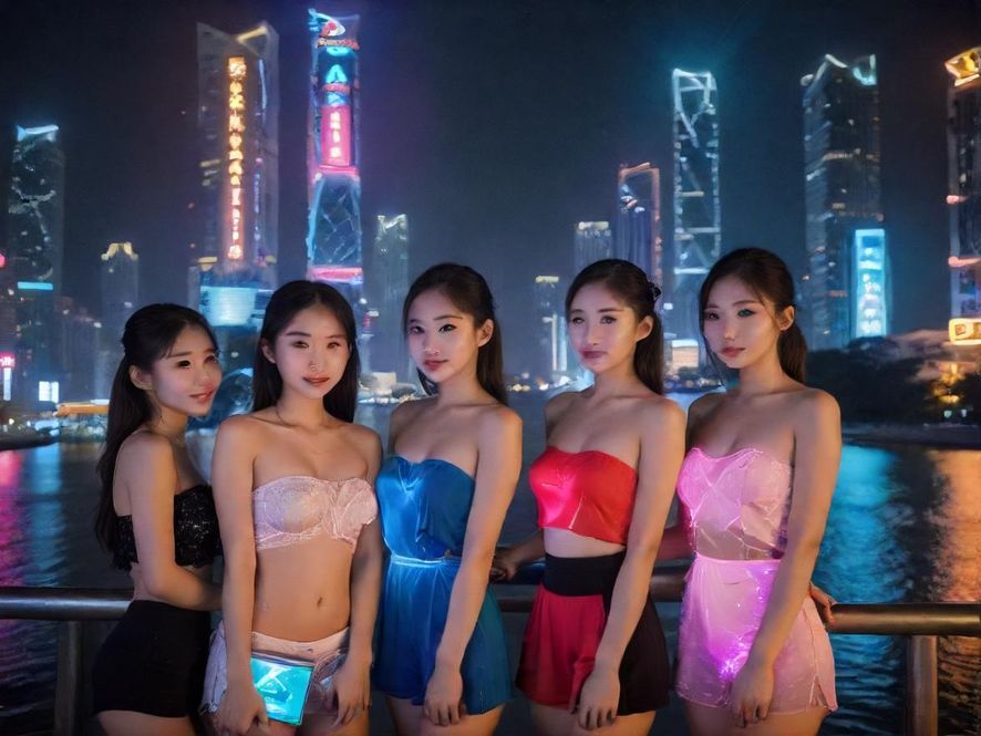 广州番禺夜晚的繁华景象，高楼大厦在霓虹灯的映衬下显得流光溢彩，车流穿梭，充满都市的活力与动感。