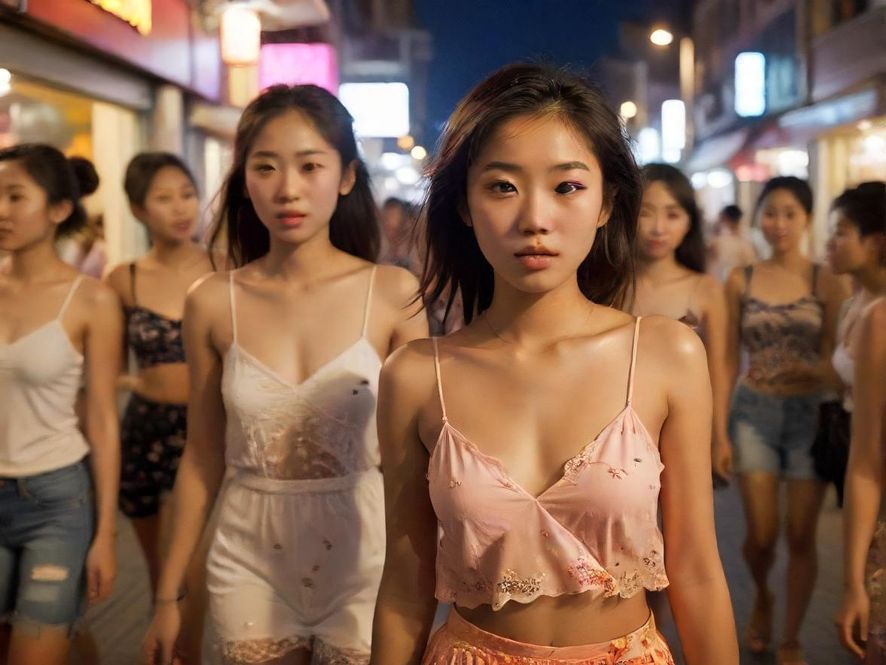 深圳街头，人群熙熙攘攘，充满生活气息的休闲区，展现城市活力。