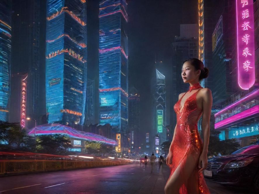 深圳百花楼周边夜生活街景