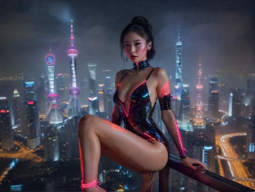 上海夜景下的休闲场所