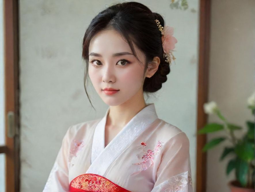 一位00后女生在商业街自信地展示时尚穿搭