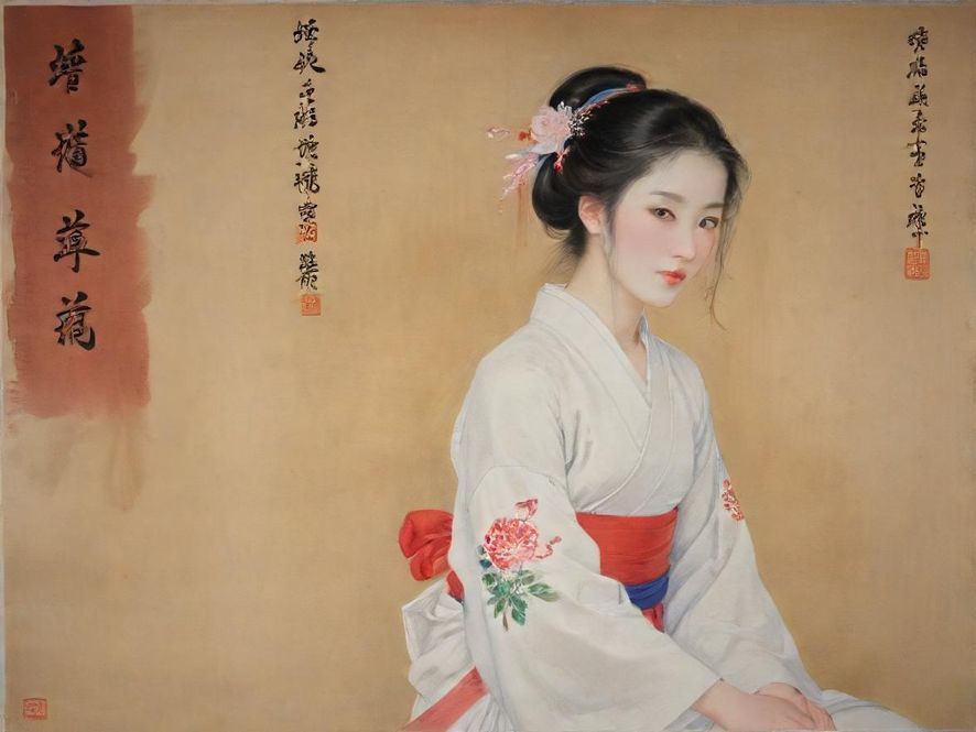 一位00后女生在艺术画廊中展现自信侧影